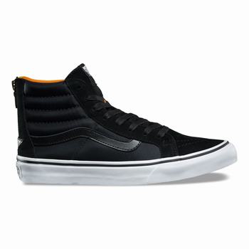 Női Vans Boom Boom SK8-Hi Slim Zip Magasszárú Cipő VA4196873 Fekete